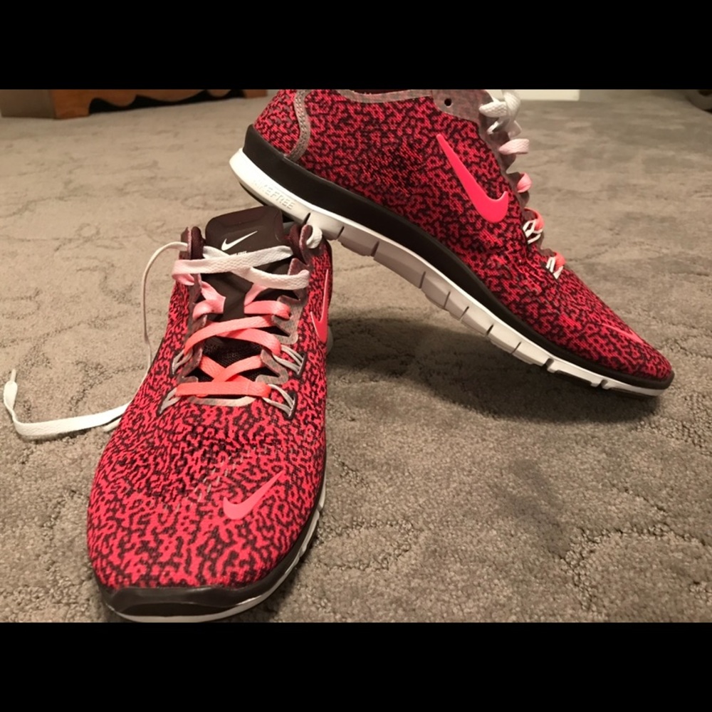 Pink Printed Nike Frees - never worn